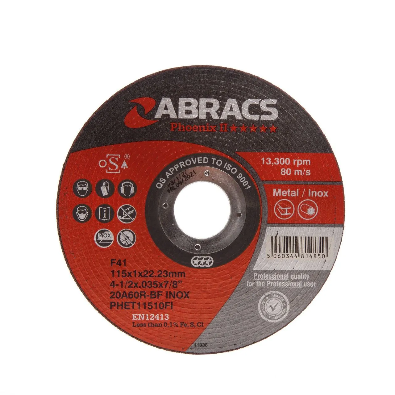 Abracs Phoenix Extra Thin Metal Cutting Disc - 115mm x 1mm (10 Pack)